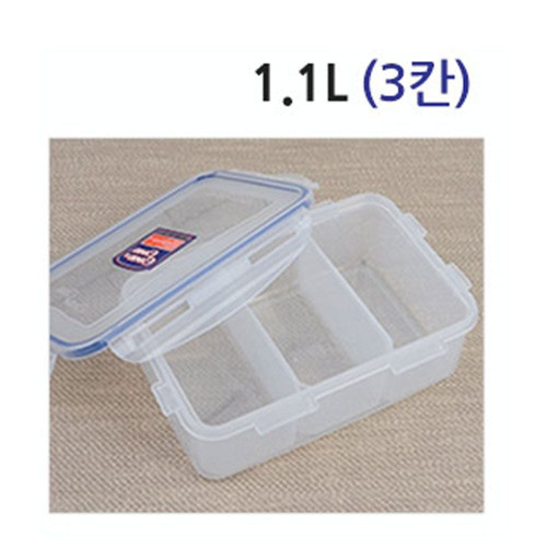3칸 분리형 밀폐용기 도시락통 반찬통 사각나눔용기
