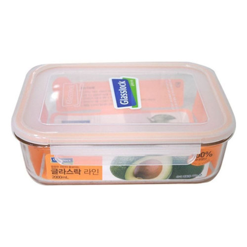 글라스락 라인 직사각 밀폐용기6호2000ml