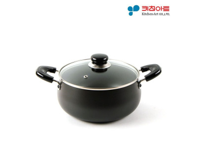 키친아트 쥬노 블랙 경질냄비 양수 24cm 국냄비 찌개