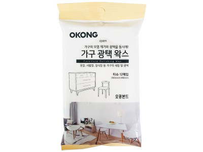 오공 가구 광택 왁스 티슈(12매입) 옷장 목재가구광택