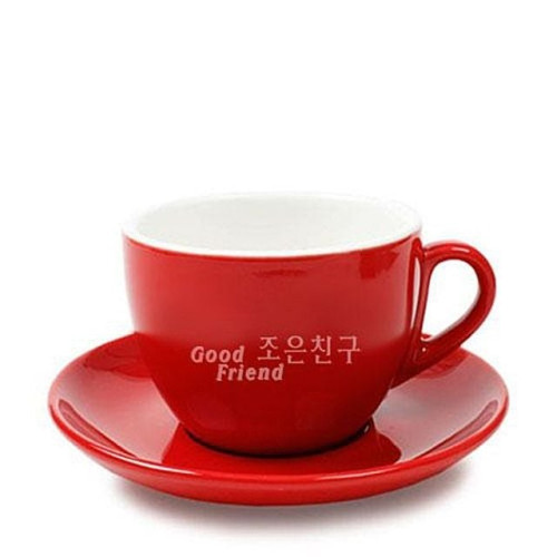 도자기 커피잔 레드 커피컵 머그컵 머그잔