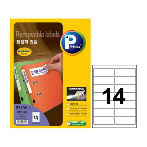 애니라벨 R3230-10 재점착라벨 14칸 10매