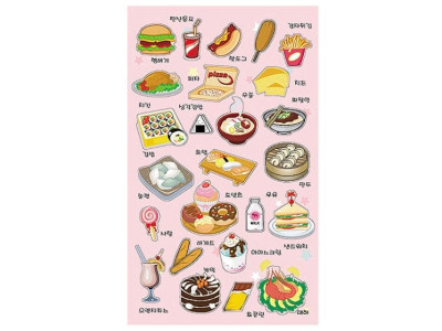 세모네모 음식이야기 4매X20개입 SS-130 스티커