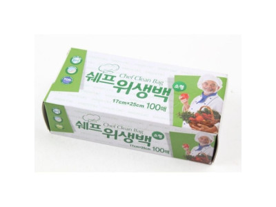 쉐프 위생백 100매 17x25 소 일회용비닐 위생백 100장