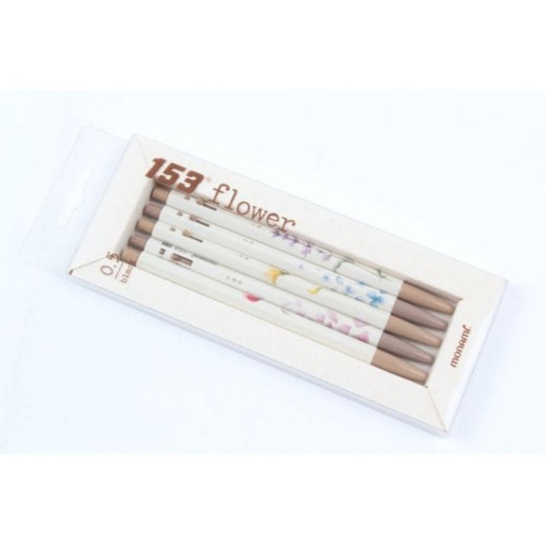 153 플라워 볼펜 5본 브라운바디 모나미153 유성볼펜