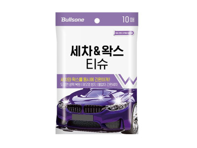 불스윈446 세차 왁스 티슈 10매 자동차 세차물티슈
