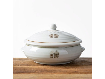 이천도자기 희고백자 뚜껑 찜기 그릇 소 16cm