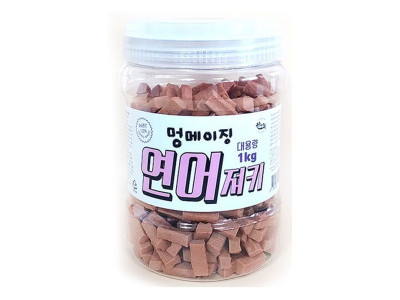 멍메이징 연어 져키 1kg 강아지 대용량 소프트 간식