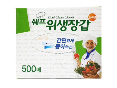 대진 쉐프 위생장갑 500매 일회용 비닐장갑 대용량